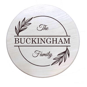Personalized Wood Lazy Susan Wooden Turntable with Family Name | Custom Housewarming Engraved with Last Name | Centerpiece Handmade Wedding