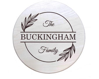 Personalized Wood Lazy Susan | Engraved Family Name Turntable