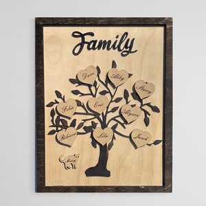 Custom Wood Family Tree | Laser Engraved Wall Art, Personalized Gift