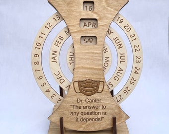 Personalized Wooden Perpetual Calendar | Laser Engraved, Teacher Gift