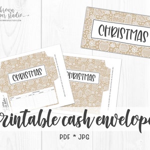 Christmas Doodles Printable Cash Envelope - Horizontal