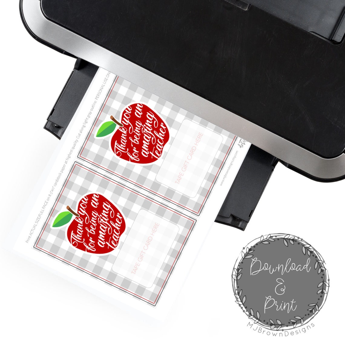 Teacher Appreciation Gift Card Holder PRINTABLE Download