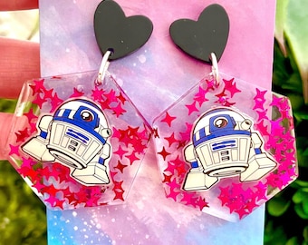 R2-D2 Star Wars Inspired Handmade Dangle Earrings Robot Earrings R2D2