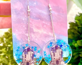 R2-D2 Star Wars Inspired Handmade Dangle Earrings Robot Earrings R2-D2 Earrings