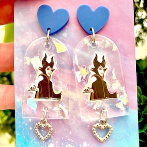 Maleficent Acrylic Earrings, Sleeping Beauty, Disney Inspired, Maleficent, Villain Earrings