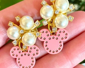 Pearl Mickey Mouse Inspired Earrings