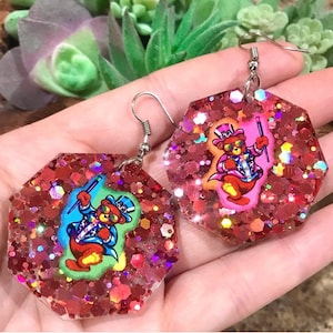 Lisa Frank Inspired Hollywood Bear Earrings