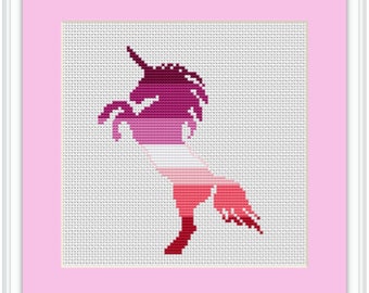 Lesbian Unicorn Cross Stitch Kit. LGBTQ Cross Stitch. LGBTQ Flag Cross Stitch Pattern. Lesbian. Queer. Rainbow Flag. Beginner Pattern.