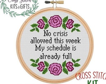No crisis allowed this week. Funny Office Coworker Cross Stitch Pattern. Assistant Manager Sarcastic Cross Stitch Kit. Funny Office Quote