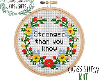 Stronger Than You Know Cross Stitch Kit. Adult Starter Cross Stitch Kit. Modern. Feminist Cross Stitch Kit. Subversive