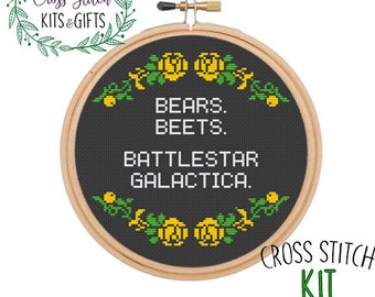 Bears Beets Battlestar Galactica. The Office Cross Stitch Kit. Jim, Dwight Schrute The Office Quote. Funny Cross Stitch Kit. The Office TV.