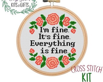 Im Not Miserable Its Just My Face Cross Stitch Kit. Modern Cross