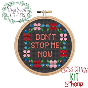 Don't Stop Me Now Cross Stitch Kit.  Freddie Mercury. Music Lyric Cross Stitch Kit. Queen Popular Song Starter Kit For Beginners. Song Gift.