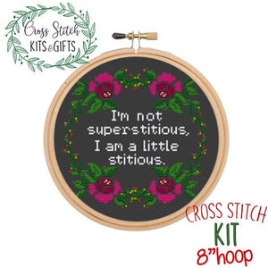 Im Not Superstitious I Am A Little Stitious. Michael Scott Quotes Cross Stitch Kit. Office Starter Cross Stitch Kit. Funny. Motivational Kit