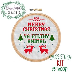 Merry Christmas Ya Filthy Animal. Cross Stitch Kit Christmas. Christmas Eve Box Cross Stitch Kit. Christmas Movie Quotes Cross Stitch Kit.