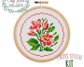 Spring Flowers Starter Kit For Beginners. Bouquet Of Flowers Cross Stitch Beginner Kit. Bells Cross Stitch Kit. Needlework. Spring Flowers