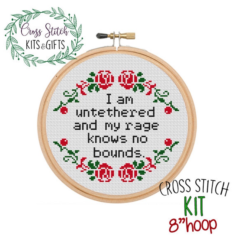 Modern Cross Stitch Pattern I Am Untethered And My Rage Knows No Bounds Always Sunny Cross Stitch Pattern.