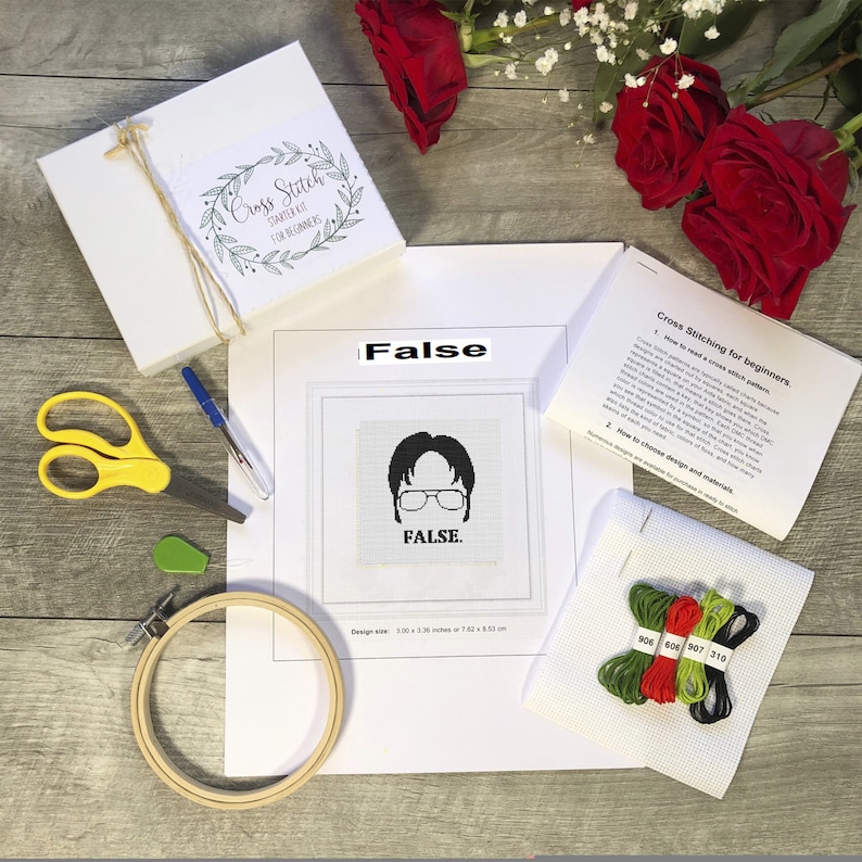 The Office Cross Stitch Kit Counted Cross Stitch Funny Kit Dwight Starter Cross Stitch Kit Dwight Schrute False Quotes Cross Stitch Kit
