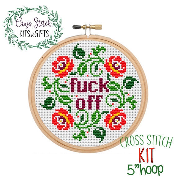 Starter Cross Stitch for Beginners. Adult Cross Stitch Kit. Fuck