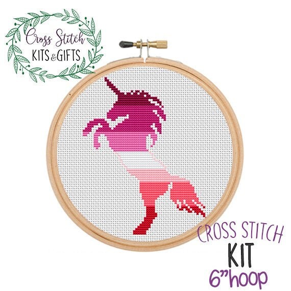 Lesben Einhorn Kreuz Stich Kit Lgbtq Kreuzstich Lgbtq Flagge Etsy