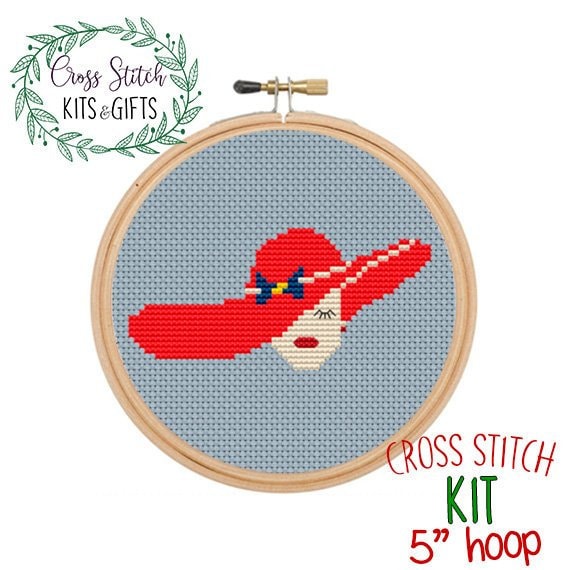 Starter Cross Stitch for Beginners. Pretty Lady Cross Stitch Kit. Lady's  Hat Beginner's Cross Stitch Chart. Cross Stitch Chart. 