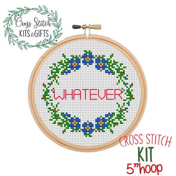 Whatever. Starter Cross Stitch Kit for Beginners. Lyrics Cross
