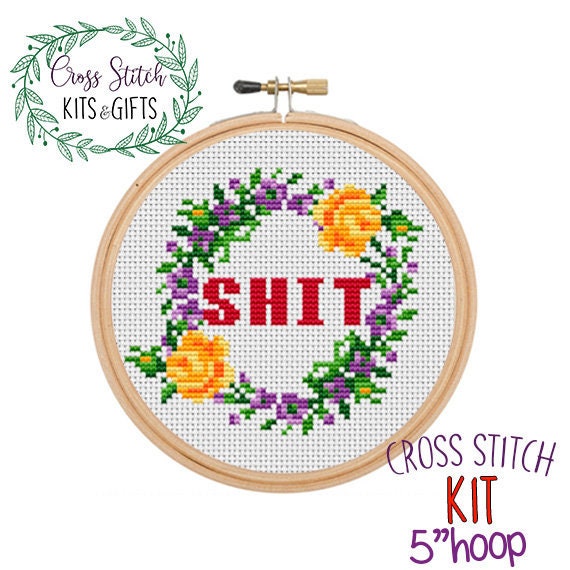 Starter Cross Stitch for Beginners. Adult Cross Stitch Kit. Shit