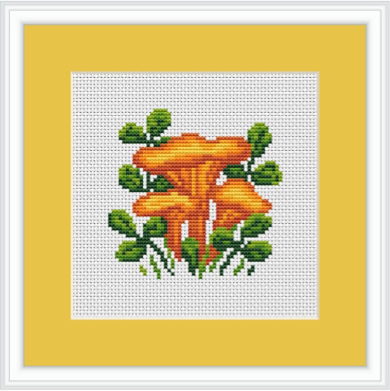 Chanterelles Cross Stitch Beginner Kit. Mushrooms Starter Kit Etsy