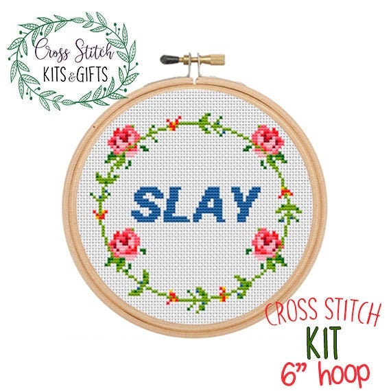 Slay Cross Stitch Beginner Kit. Christian Cross Stitch Starter Kit