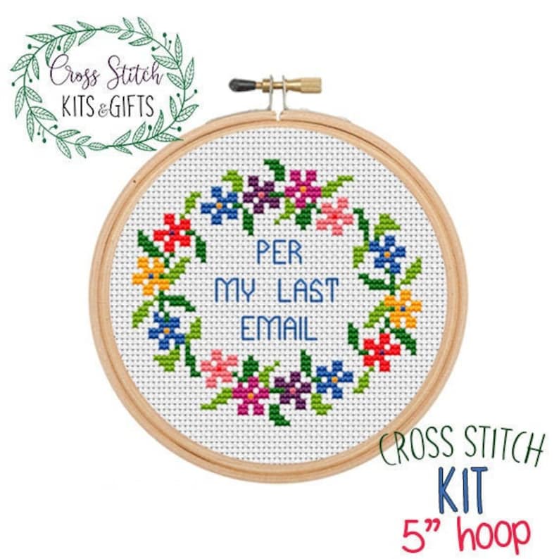 Per My Last Email. DIY Starter Cross Stitch Kit for Beginners. Etsy