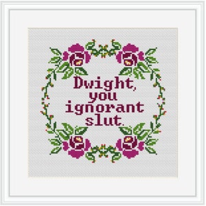 Dwight You Ignorant Slut. the Office Cross Stitch Kit. Michael Scott