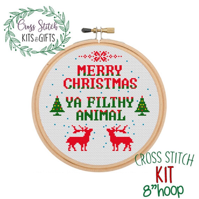 Merry Christmas Ya Filthy Animal. Cross Stitch Pattern. | Etsy