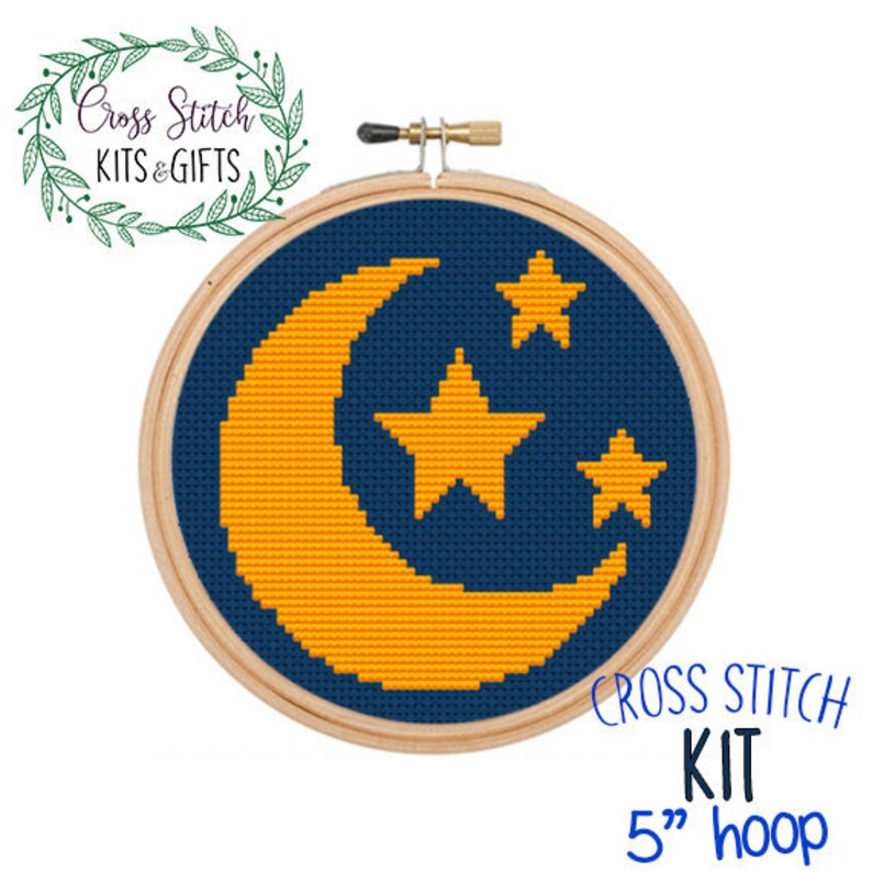 The Moon and Stars Starter Cross Stitch for Beginners. the Etsy