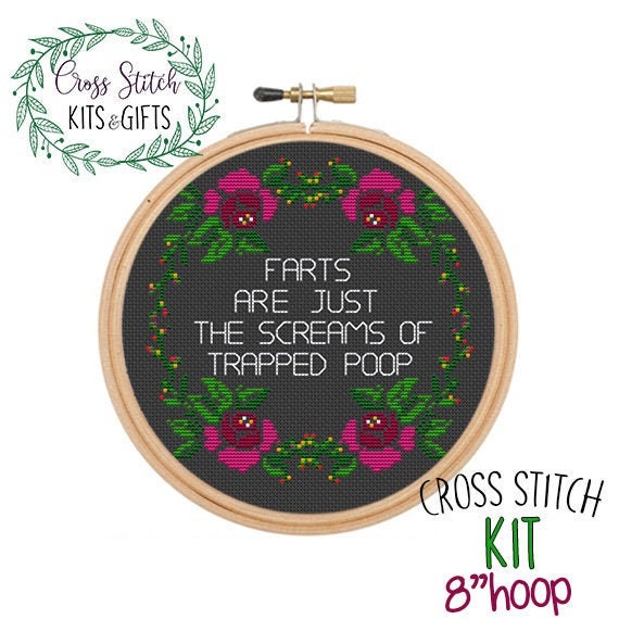 In This House We Fucking Swear. Adult Starter Cross Stitch Kit for