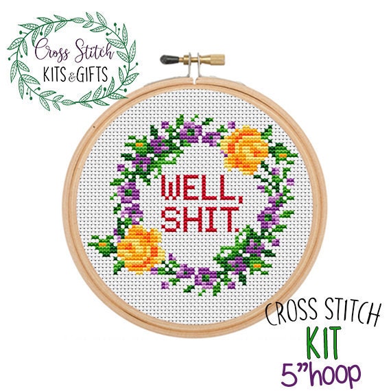 Well Shit Starter Cross Stitch for Beginners. Adult Cross Stitch