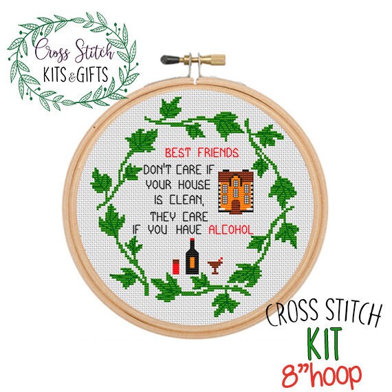 Best Friends. Gift for Friend. Custom Text Cross Stitch Kit.