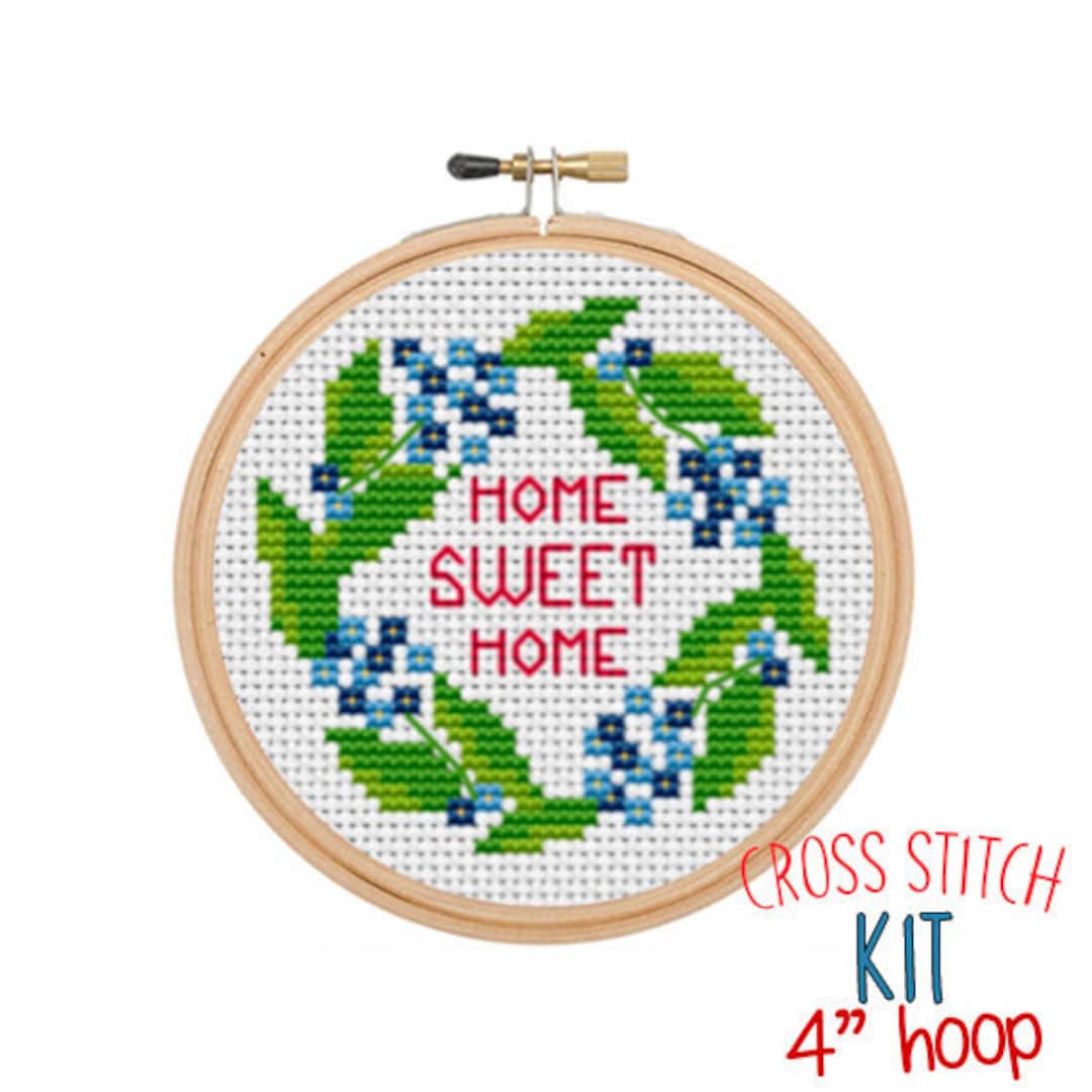 Home Sweet Home Cross Stitch Kit. Counted Cross Stitch Starter Kit for
