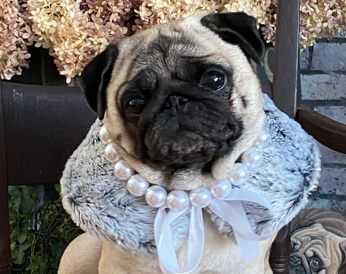 Pugdashian's 'NATALIA' Shawl - Pearl Gray - Faux Fur - Fashions by Pugdashians - Pearls not included