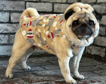 Pugdashian's 'Sock Monkey' Cozy Fleece Pullover - Multi-Colored - Unisex - One Piece