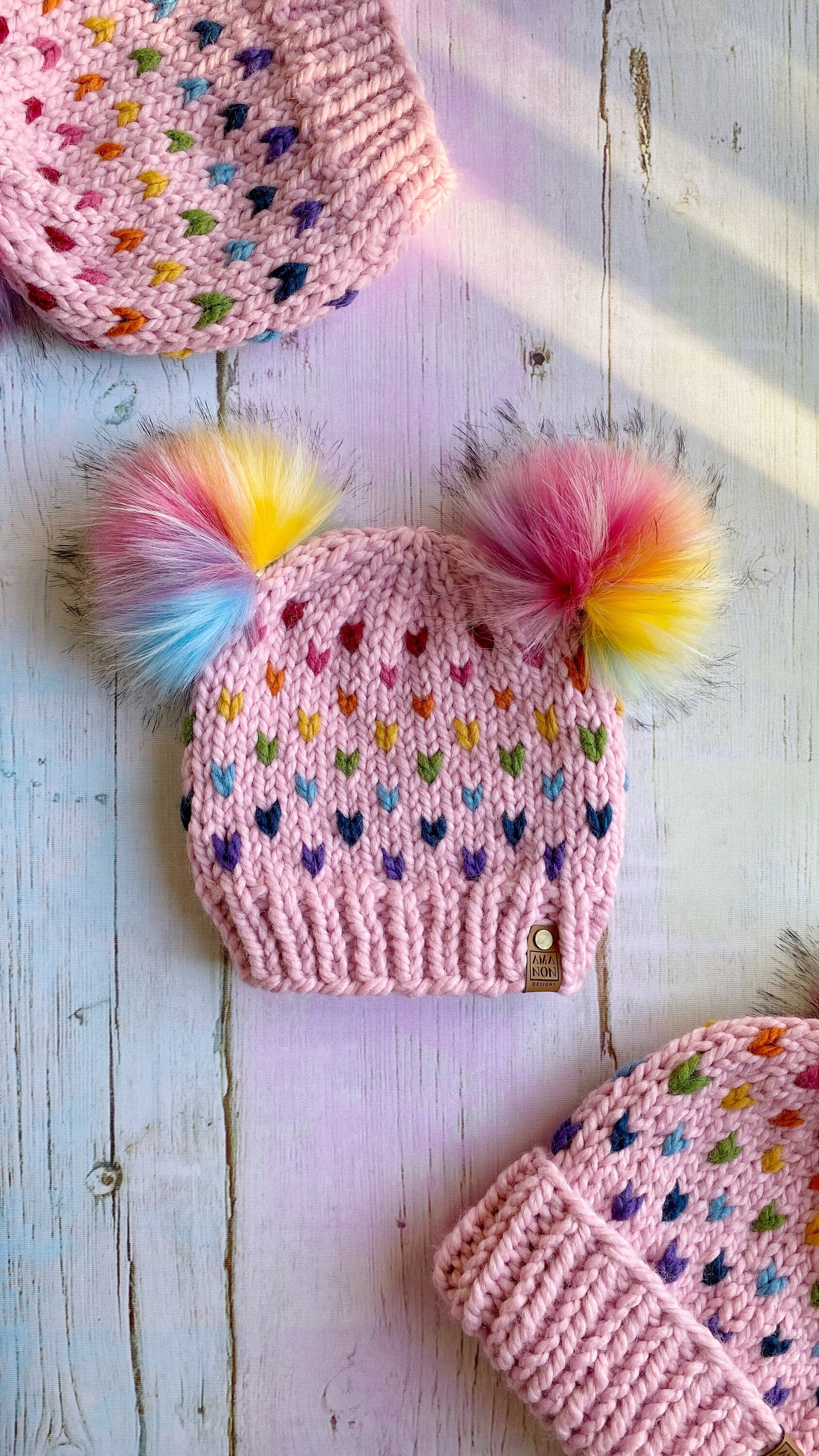 Pink Double Pom Pom Hat - Etsy display picture 1