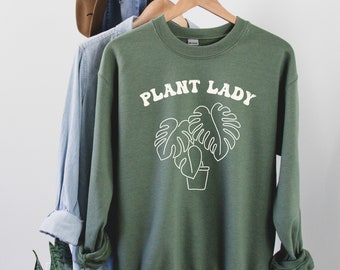 Plant Lady Sweatshirt | Plant Lover Gift | Plant Mom Gift | Monstera Shirt | Moss Green Crew