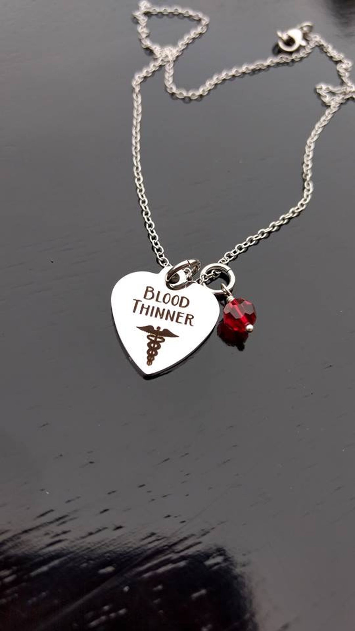 Medical Alert Necklace Blood Thinner Necklace Awareness Etsy