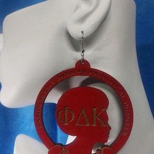 Phi Delta Kappa Teacher&#39;s Sorority custom personalized Wood Inspired Natural Lasered Earrings