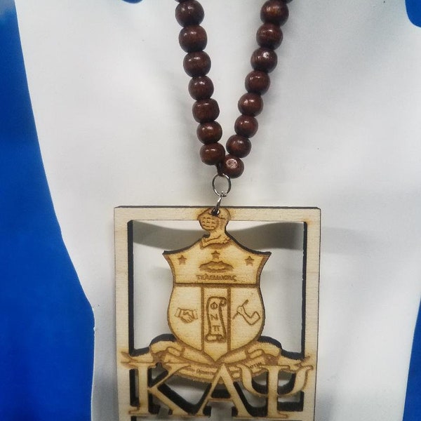 Kappa Alpha Psi Wood Medallion Inspired Laser Necklace Phi Nu Pi Jewelry