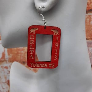 Retangle Delta Inspired Wood Laser Earrings, Sorority Gift, Paraphernalia