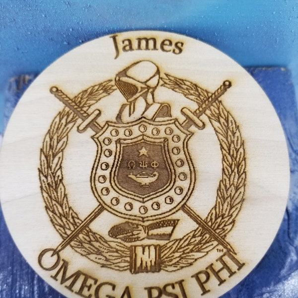 Omega Psi Phi Personalized Wood Fraternity Coasters - Set of 4 Coasters. Greek, Fraternity Gift. HBCU Gift. Fraternity Chapter Gift.