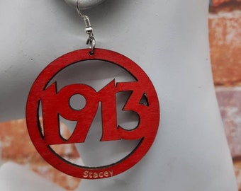 Small Delta Custom Sorority Wood Inspired Natural DST Earrings HBCU Sorority Gift