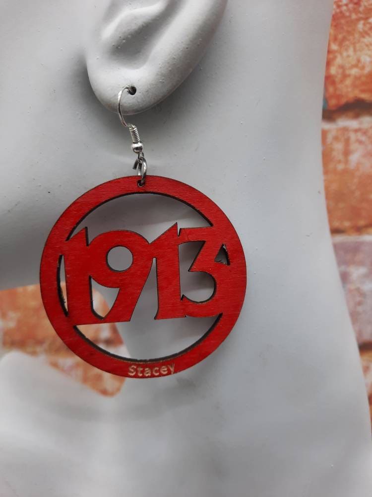 Delta sigma theta wooden earrings sale