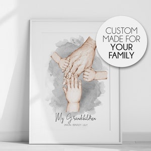 Mothers Day Gift For Grandma - Grandmother and Grandchildren Print