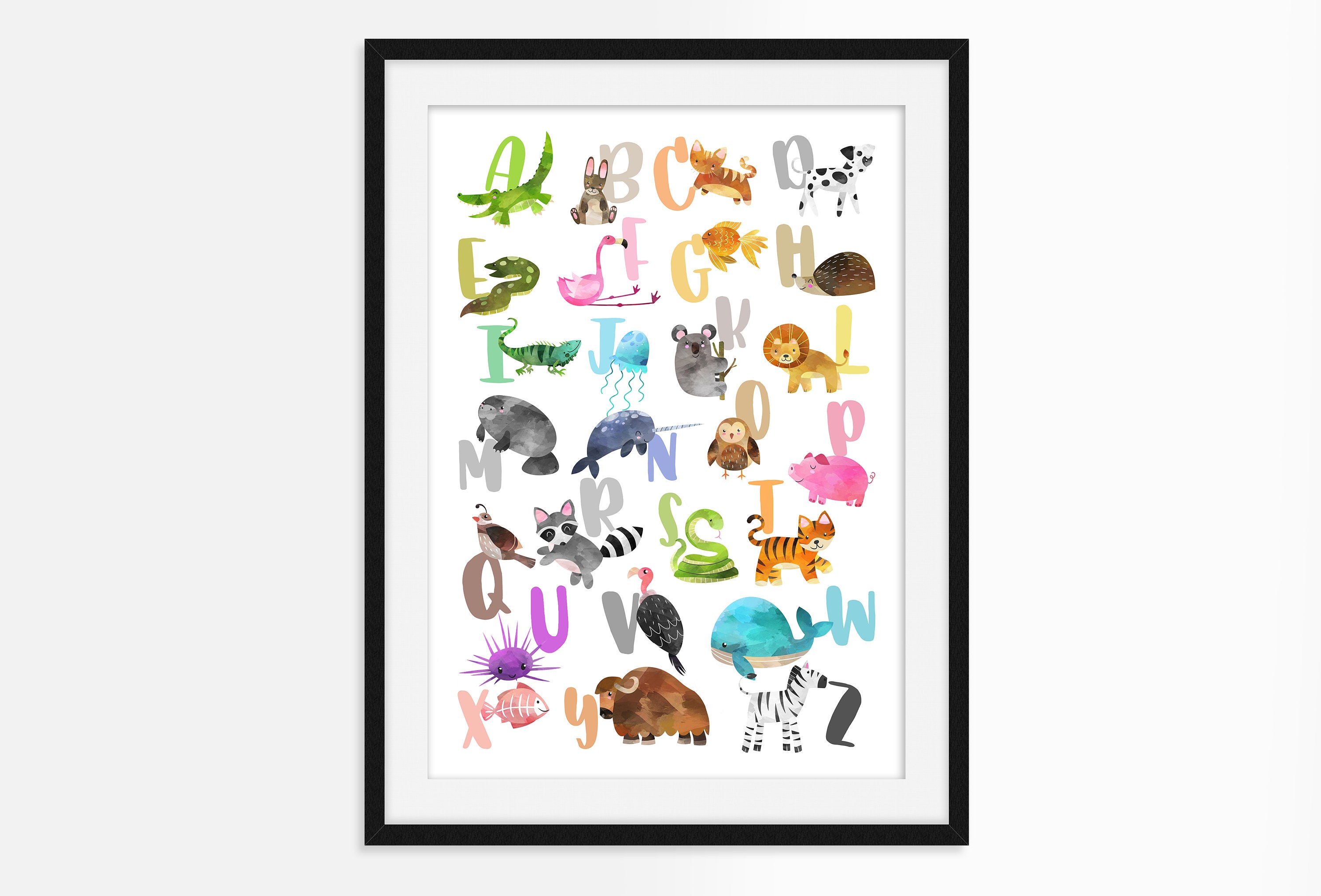 Alphabet Poster Animal Nursery Prints Wall Art | Etsy